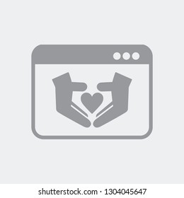Love gesture on computer window
