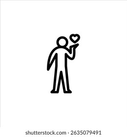 love gesture outline icon. figure feeling love line art illustration.