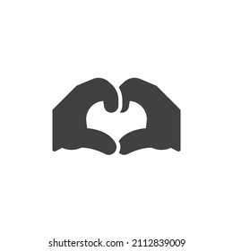 Liebes Gesten, Vektorsymbol. volles Flachzeichen für mobiles Konzept und Webdesign. Zwei Hände, die Herz Glyph Symbol. Symbol, Logo-Abbildung. Vektorgrafik