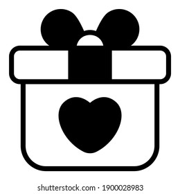 love gift, box black icon