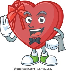 Love gift box Character on A stylized Waiter look