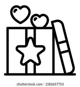 Love gift box icon. Outline love gift box vector icon for web design isolated on white background