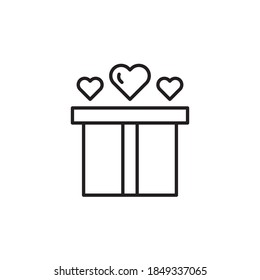 love gift box icon vector. outline style design. isolated on white background