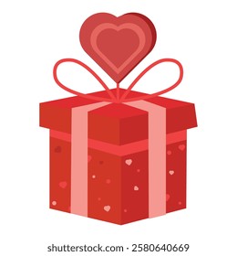Love Gift box .red heart .Valentine's Day .in white background .Ribbon .vector design .