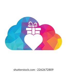 Love Gift cloud shape concept Logo Vector Symbol Icon Design. Heart gift logo vector icon.