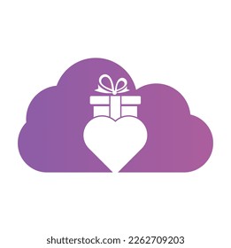Love Gift cloud shape concept Logo Vector Symbol Icon Design. Heart gift logo vector icon.