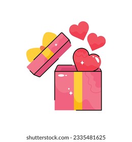 Icono de contorno vectorial del doodle de regalo de amor. archivo EPS 10