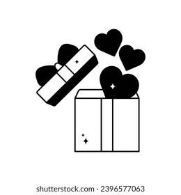 Love gift doodle vector outline Sticker. EPS 10 file