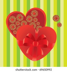 Love Gift Heart Shape Candy Box With Bow and Crossed Ribbons