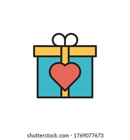 love gift icon filled outline vector illustration full color. isolated on white background