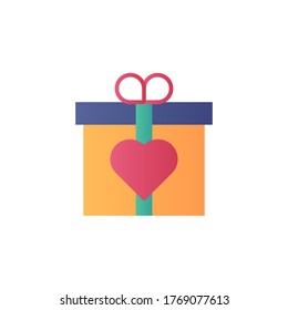 icono de regalo de amor ilustración vectorial de diseño plano color completo. aislado en fondo blanco
