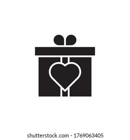 love gift icon glyph vector illustration black design. isolated on white background