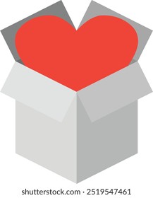 love gift icon, heart shape on box icon