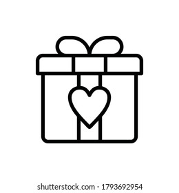 Love Gift Icon Logo Vector Isolated. Love and Wedding Icon Set. Editable Stroke and Pixel Perfect.