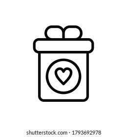 Love Gift Icon Logo Vector Isolated. Love and Wedding Icon Set. Editable Stroke and Pixel Perfect.