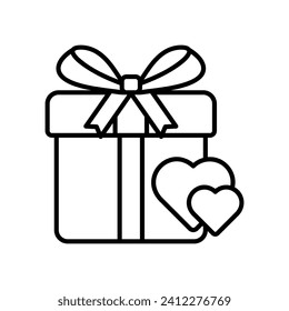 Love gift iconwith present box and hearts
