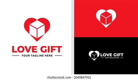 LOVE GIFT LOGO BOX NEGATIVE SPACE EDITABLE