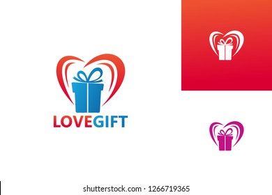 Love Gift Logo Template Design Vector, Emblem, Design Concept, Creative Symbol, Icon