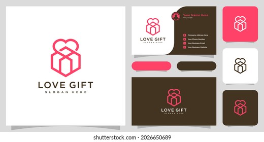 love gift logo vector line style and business card