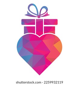 Love Gift Logo Vector Symbol Icon Design. Heart gift logo vector icon.
