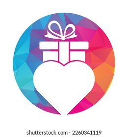 Love Gift Logo Vector Symbol Icon Design. Heart gift logo vector icon.