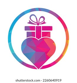 Love Gift Logo Vector Symbol Icon Design. Heart gift logo vector icon.