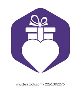 Love Gift Logo Vector Symbol Icon Design. Heart gift logo vector icon.