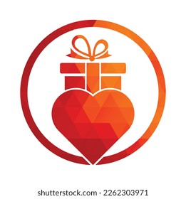 Love Gift Logo Vector Symbol Icon Design. Heart gift logo vector icon.