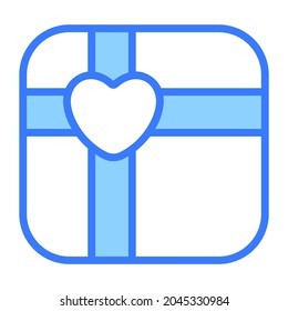 love gift, present Icon, simple design blue line icon.