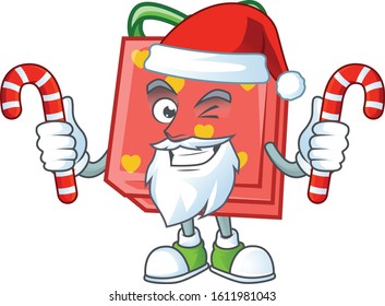 Love gift red Cartoon character in Santa costume with candy