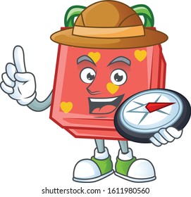 Love gift red stylized Explorer having a compass