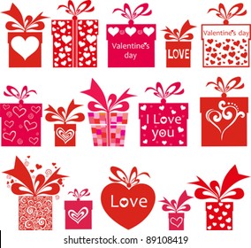  love gift set.  Gift boxes with bow and ribbon