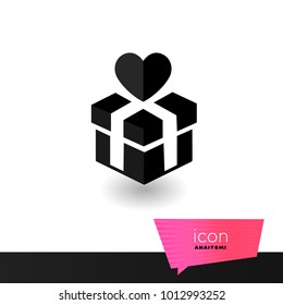 Love gift sign icon in vector. Icon in modern style, isolated on white background
