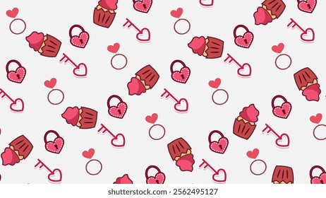 Love, gift, valentine pattern background. Love, gift, valentine illustration pattern. Love, gift, valentine background. Perfect for fabrics, print, textile, wallpaper, and decor. SSTKbackgrounds 