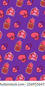 Love, gift, valentine pattern background. Love, gift, valentine illustration pattern. Love, gift, valentine background. Perfect for fabrics, print, textile, wallpaper, and decor. SSTKbackgrounds
