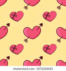 Love, gift, valentine seamless pattern background. Love, gift, valentine illustration. Love, valentine background. Perfect for fabric, textile, wallpaper, decor, print, packaging. SSTKbackgrounds