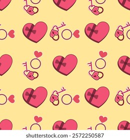 Love, gift, valentine seamless pattern background. Love, gift, valentine illustration. Love, valentine background. Perfect for fabric, textile, wallpaper, decor, print, packaging. SSTKbackgrounds