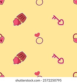 Love, gift, valentine seamless pattern background. Love, gift, valentine illustration. Love, valentine background. Perfect for fabric, textile, wallpaper, decor, print, packaging. SSTKbackgrounds