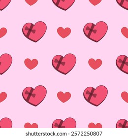 Love, gift, valentine seamless pattern background. Love, gift, valentine illustration. Love, valentine background. Perfect for fabric, textile, wallpaper, decor, print, packaging. SSTKbackgrounds