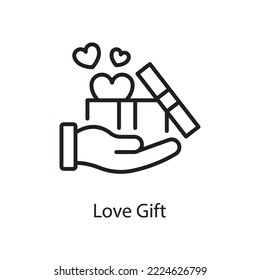 Love Gift Vector Outline Icon Design illustration. Love Symbol on White background EPS 10 File