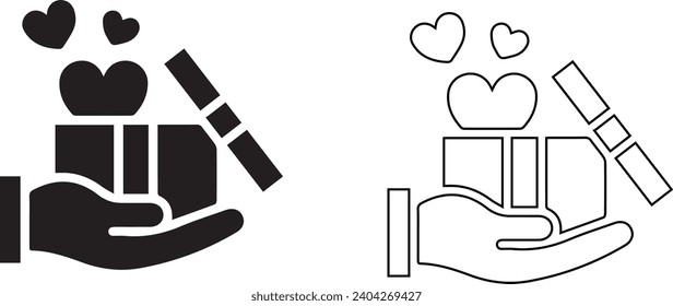 Love Gift Vector Solid Icon Design illustration. Love Symbol on White background EPS 10 File