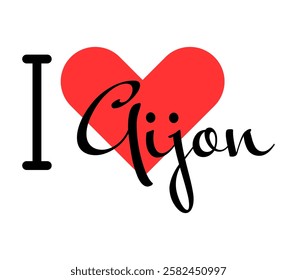 I love Gijon, city of Spain. Hand drawn letters with red heart. Vector illustration lettering, modern design for print t shirt, banner, poster, sticker or label.