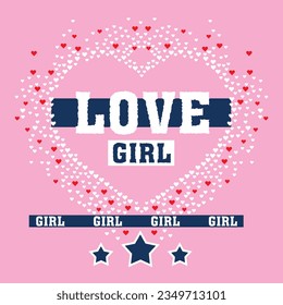 LOVE GIRL heart shaped t shirt design for women