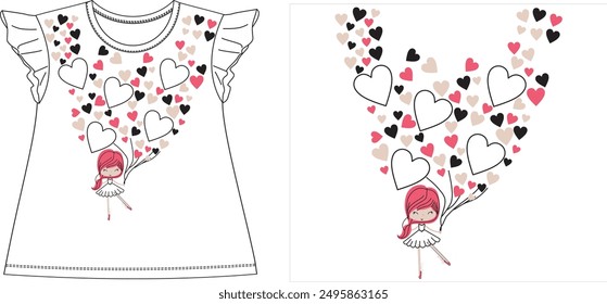 Love girl t shirt graphic design vector illustration 