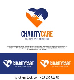 Love with give or hold hand vector logo template. This design suitable for help people.