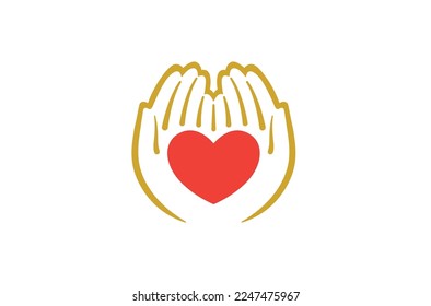 Love Giving Heart Love Hands Holding Heart Logo Vector Design Symbol Illustration