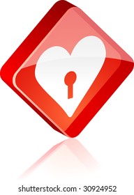 Love glass button. Vector illustration.