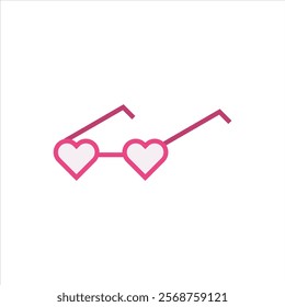 Love glasses flat icon, love sunglasses vector, valentines day accessories pattern icon vector design illustration. 