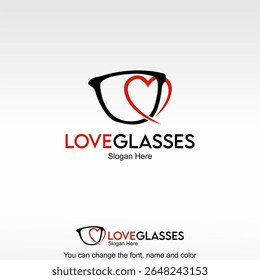 Love Glasses Logo Template Design Vector