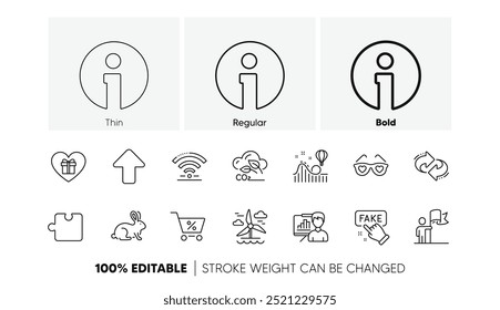 Gafas de amor, Cargar y animales probados iconos de línea. Paquete de oferta especial, regalo romántico, icono de Wifi. Información, Molino de viento, pictograma de gas Co2. Liderazgo, actualización, tablero de presentación. Iconos de línea. Vector